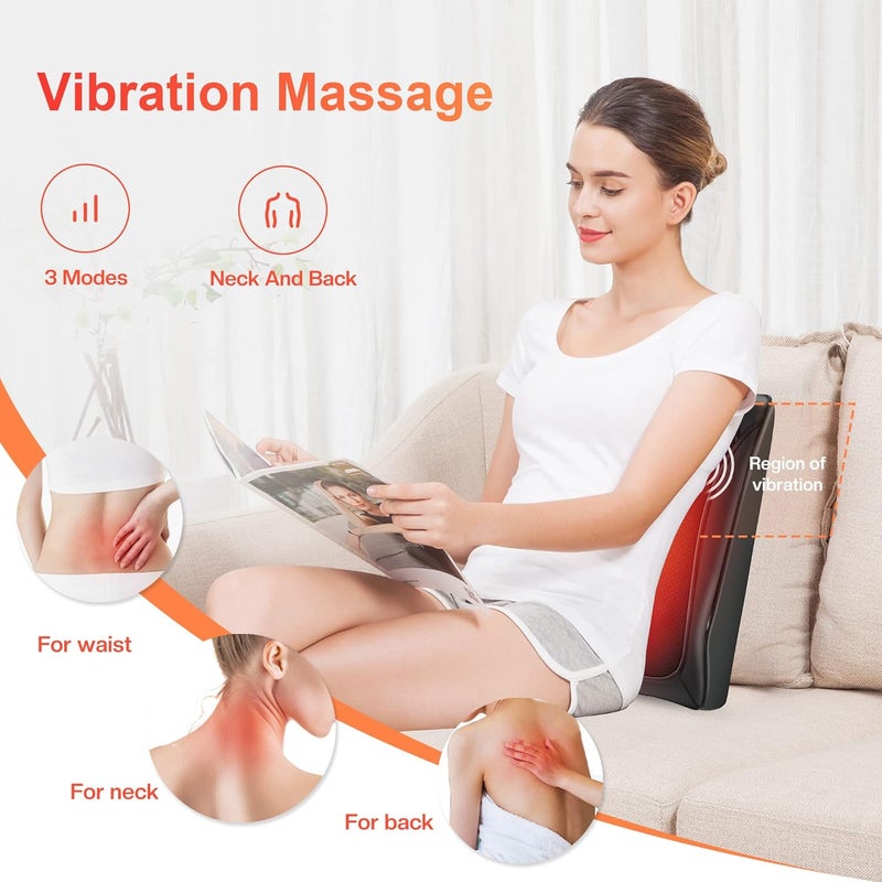 COMFIER مدلك ظهر مع حرارة، مدلك عنق وظهر عميق بتقنية الشياتسو مع اهتزاز وحرارة، وسادة تدليك للعنق والظهر كهدية للنساء والرجال - للاستخدام في المنزل والمكتب - Image 5